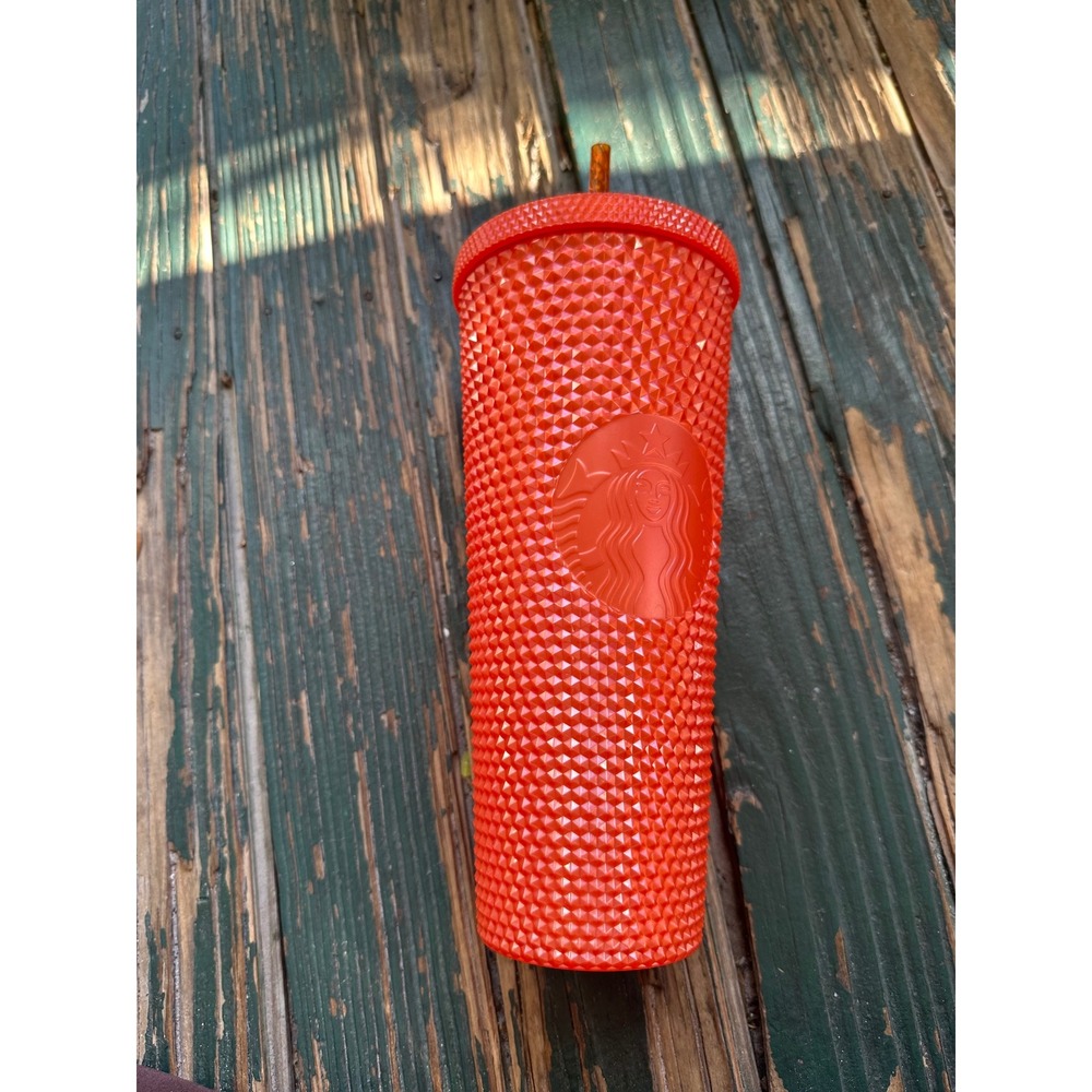 Starbucks 2021 Venti Studded Cold Cup Tumbler 24oz Orange 011136321